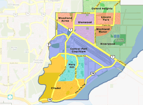 Map of Port Coquitlam Subareas